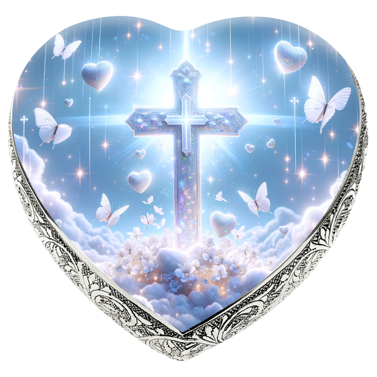 White Cross Baby Cremation Urn