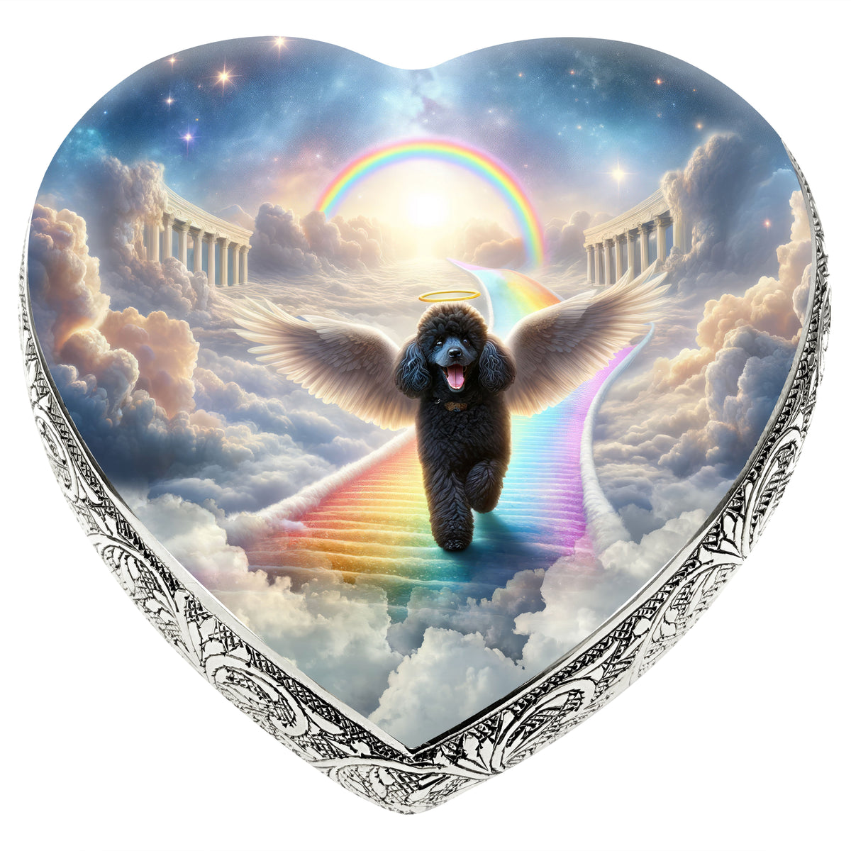 Dark Mini Poodle - Rainbow Bridge Dog Urn