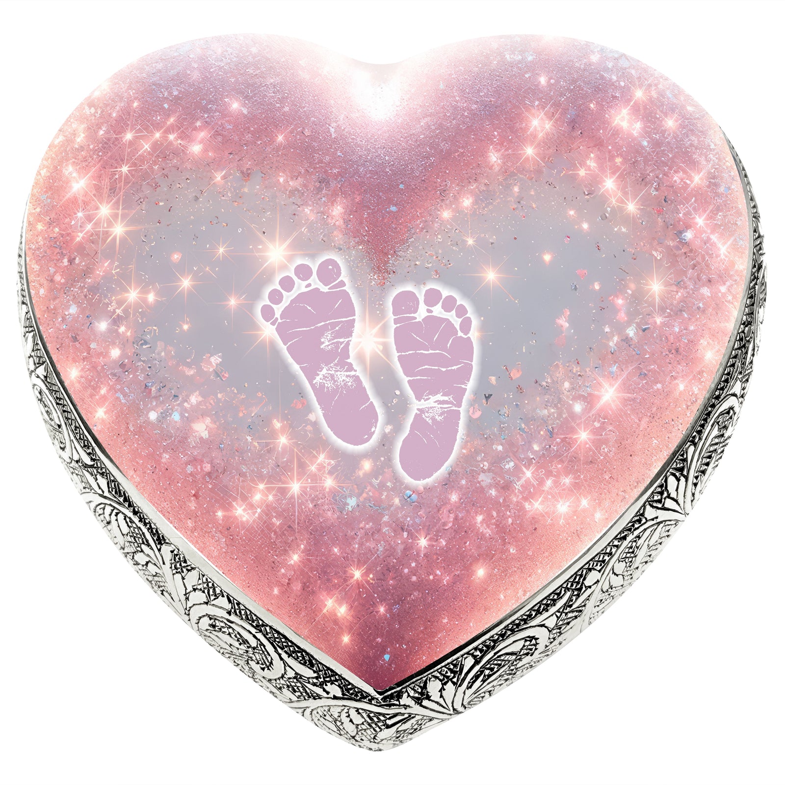 Cherished Hearts Pink Footprints Baby or Child Cremation Urn