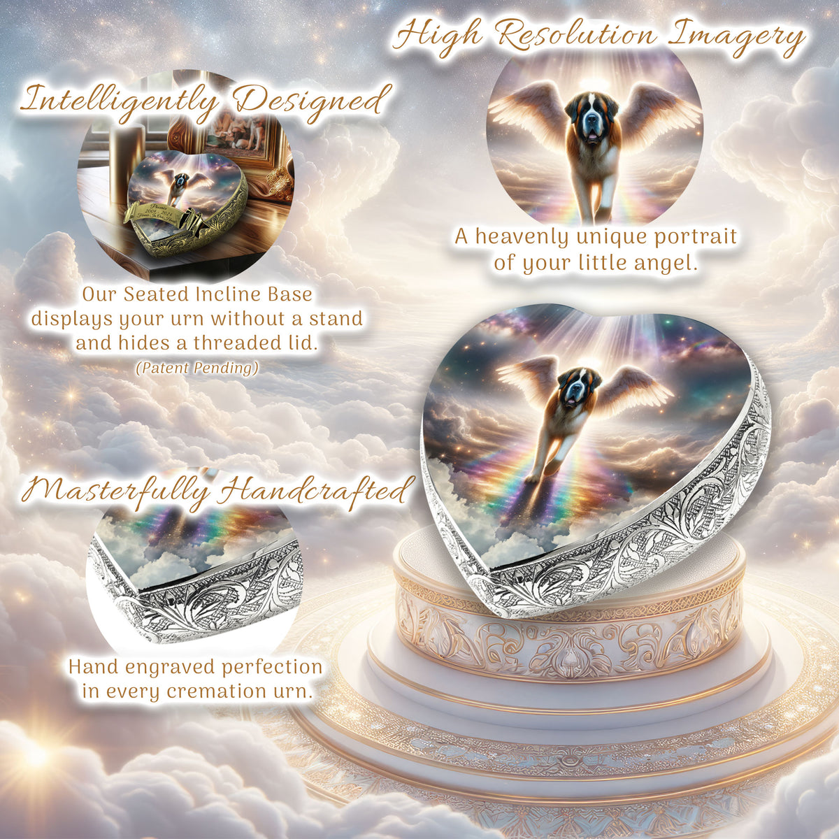 St Bernard Urn - Dog Urn Rainbow Bridge Urn for Dog Ashes