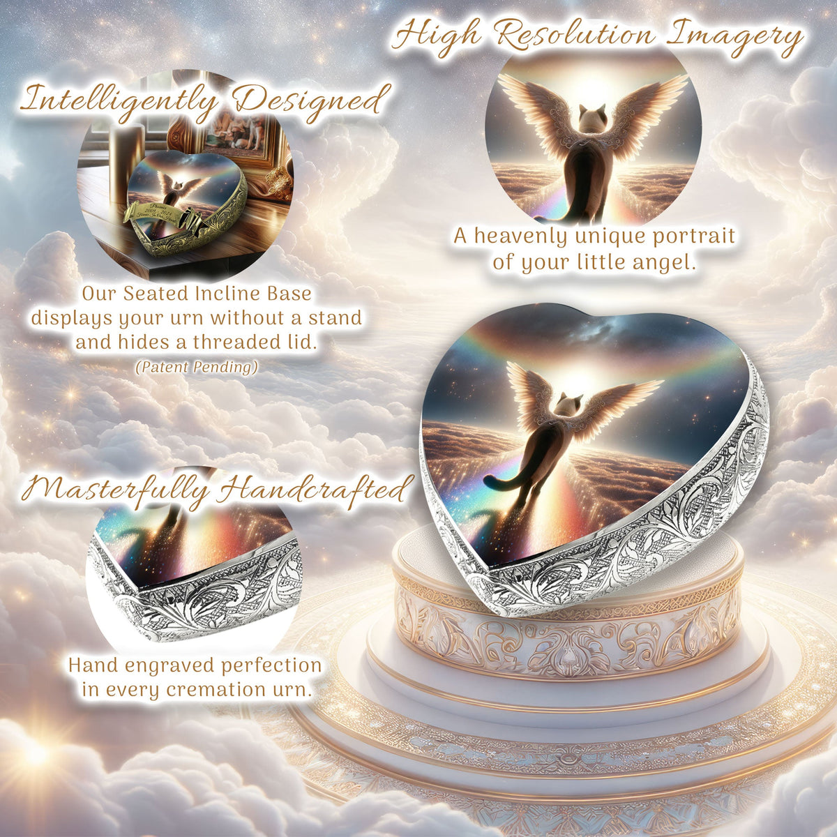 Heavenly Halo Siamese Cat Urn