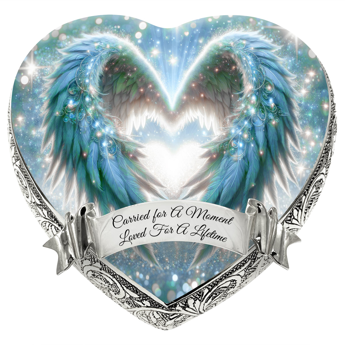Teal Angel Embrace Baby or Child Cremation Urn