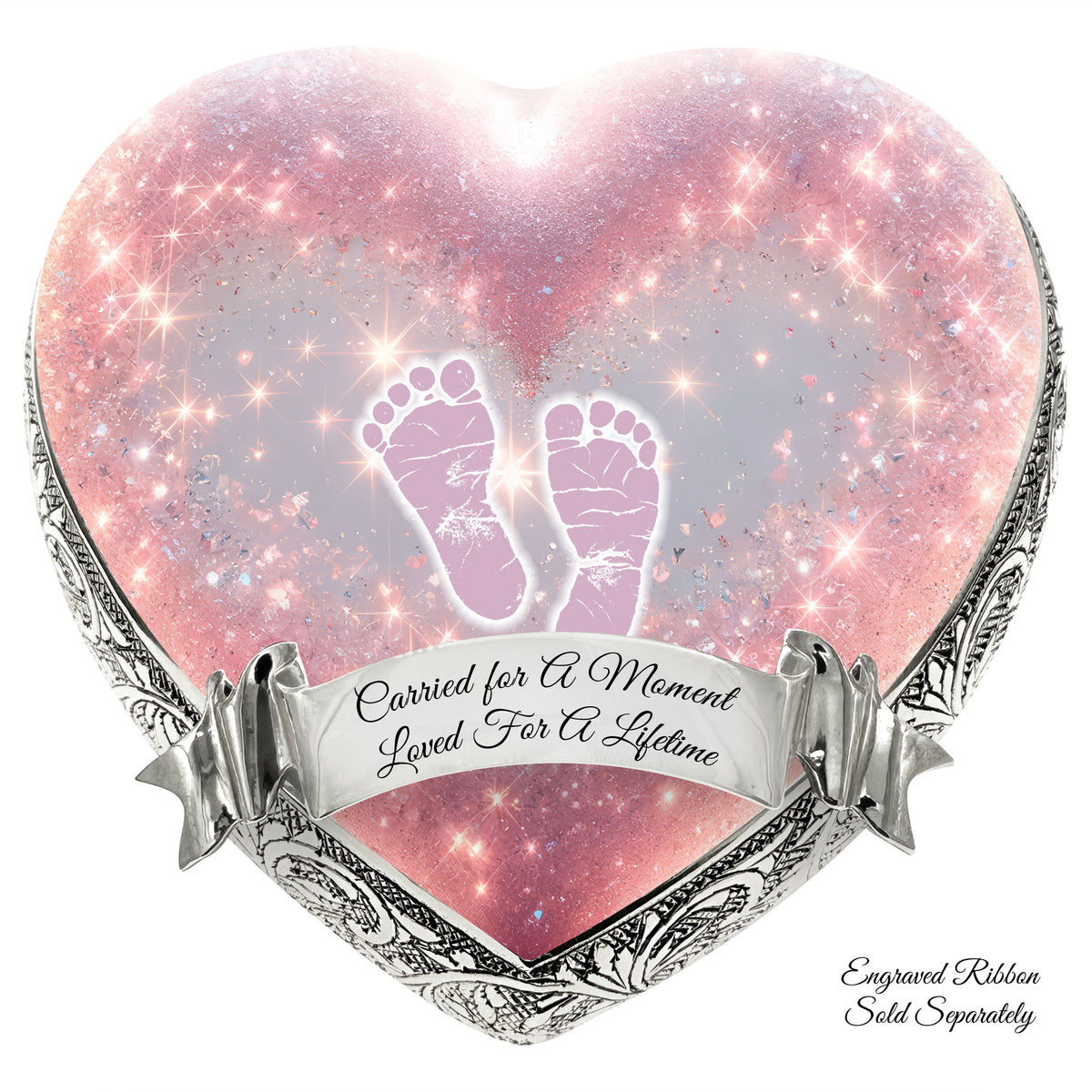 Cherished Hearts Pink Footprints Baby or Child Cremation Urn