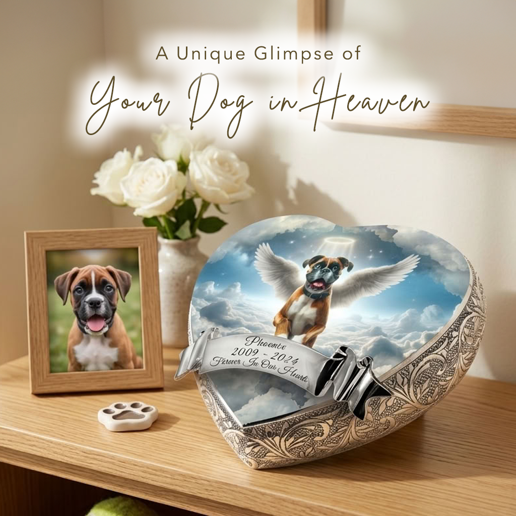Boxer Urn for Dog Ashes - Rainbow Bridge Dog Urn