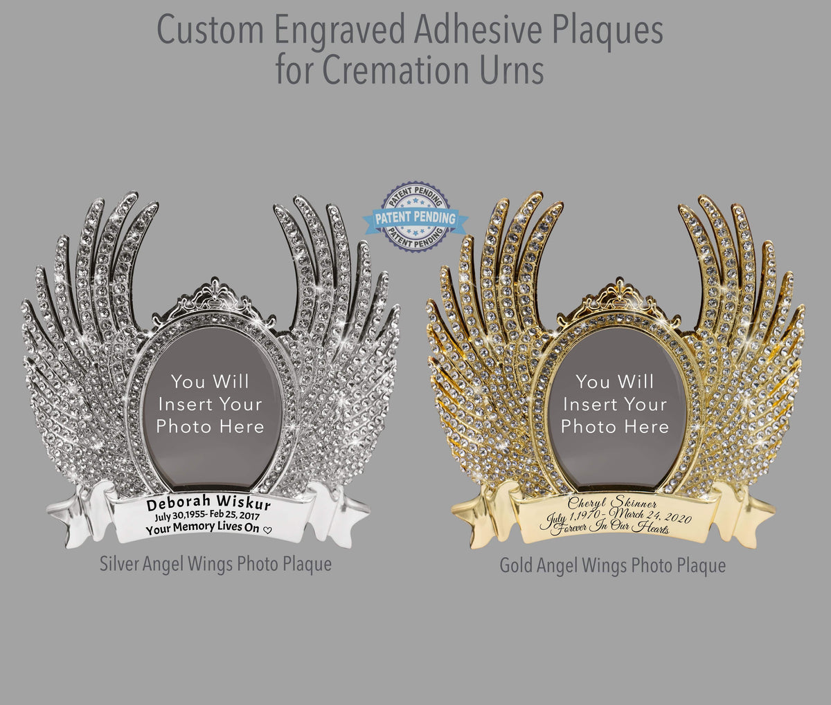 Commemorative Cremation Urns Custom Engraved Angel Photo Plaque