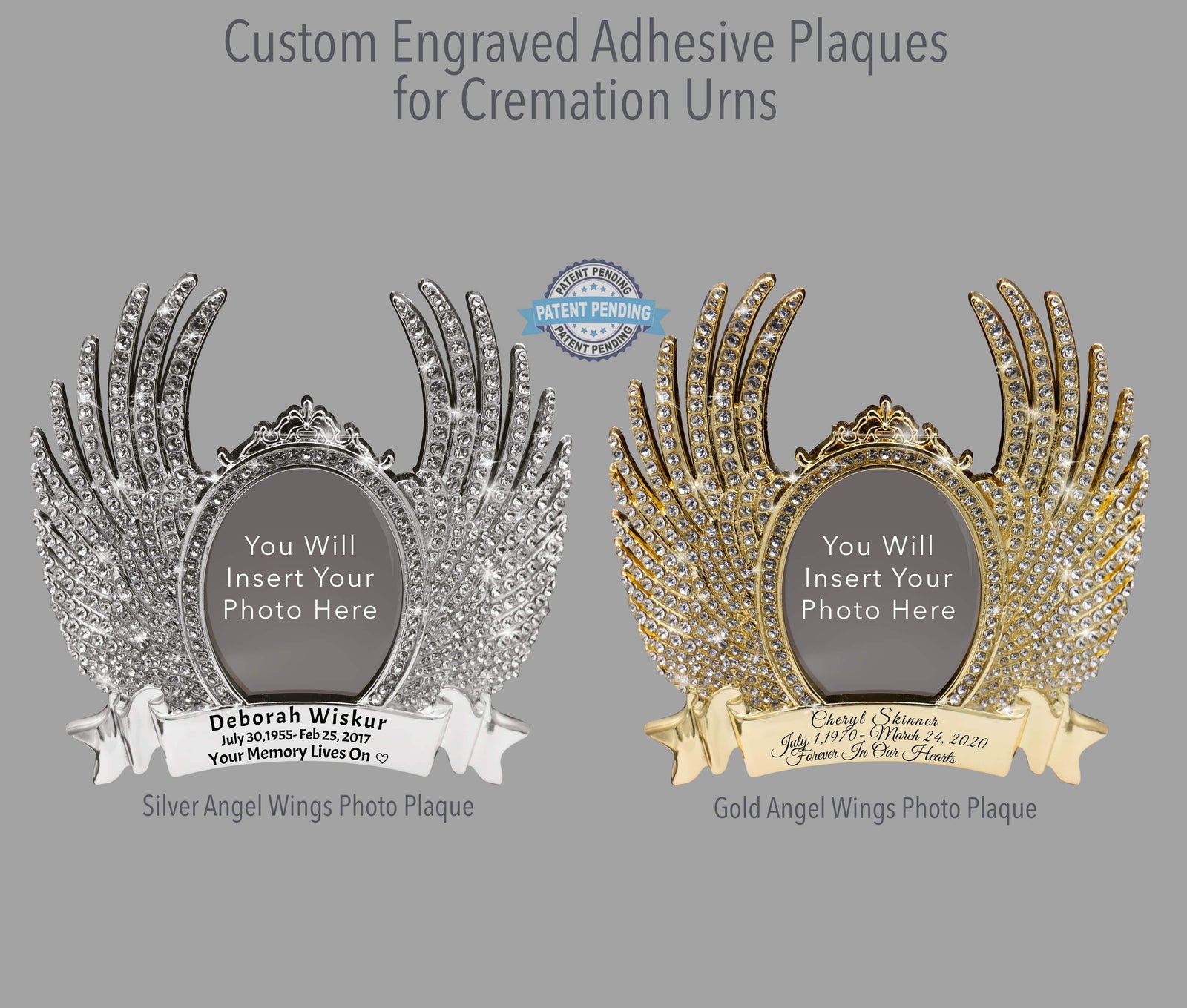 Commemorative Cremation Urns Custom Engraved Angel Photo Plaque