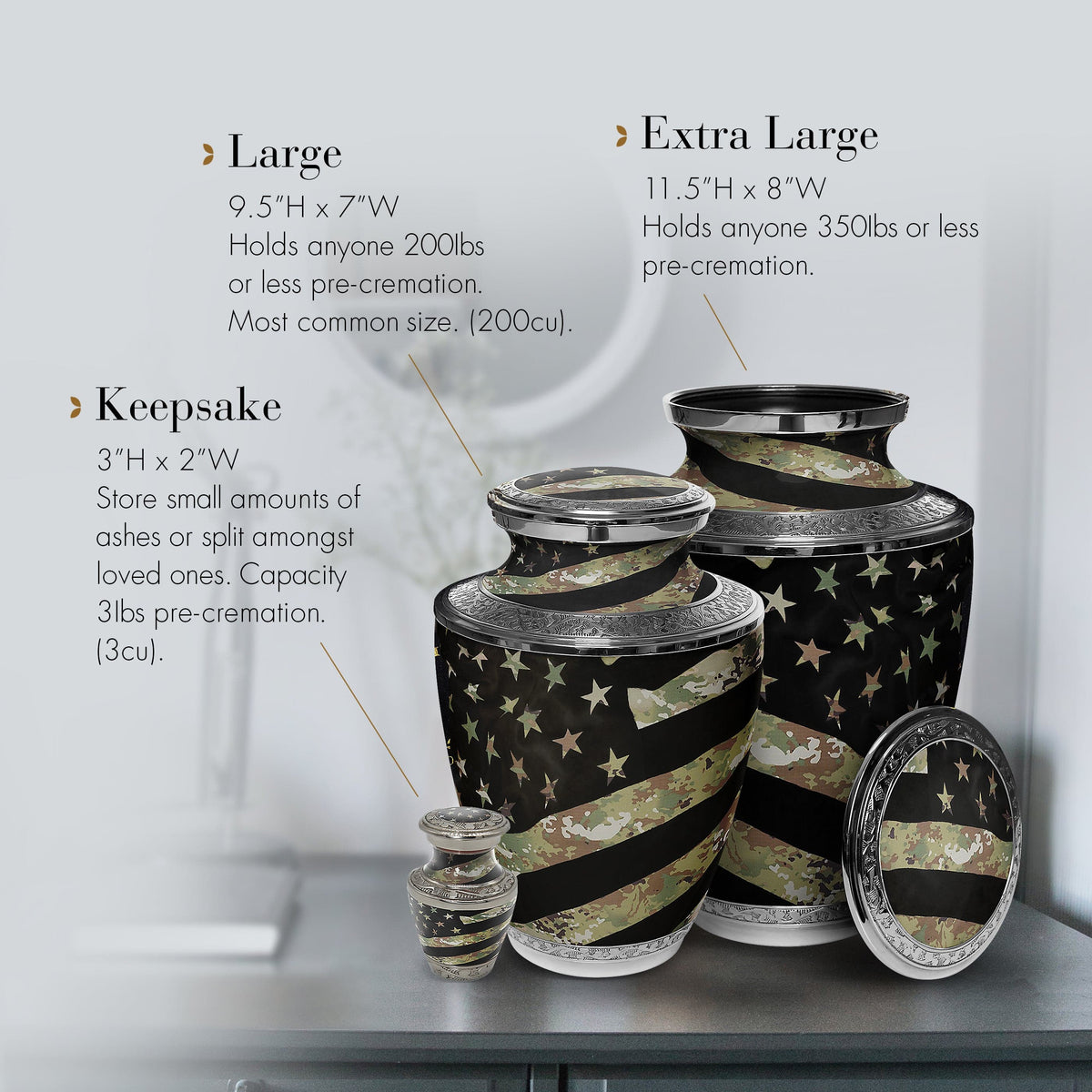Commemorative Cremation Urns Home &amp; Garden Army OCP Flag Military Cremation Urns