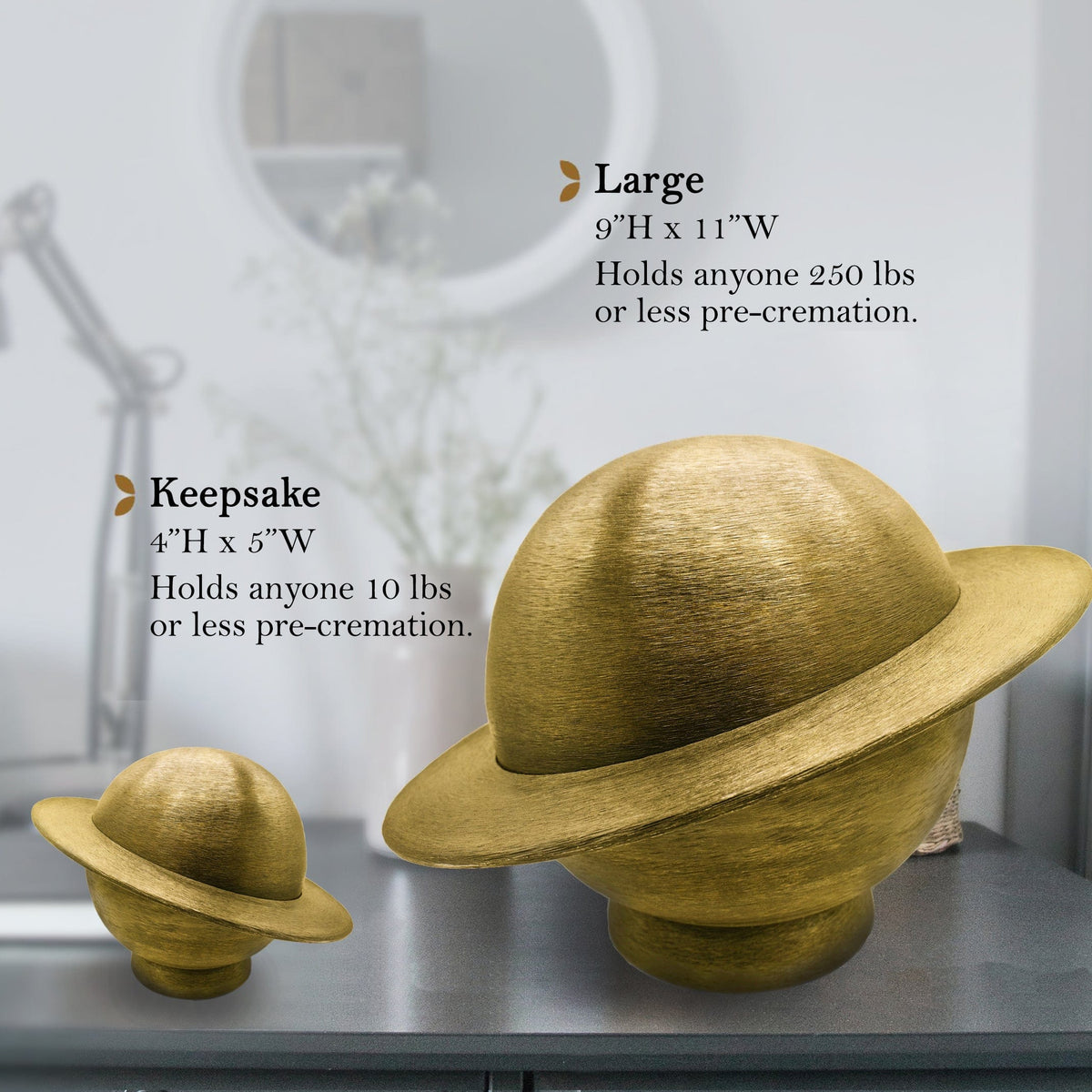 Commemorative Cremation Urns Home &amp; Garden Atomic Gold &#39;My World&#39; Planet Cremation Urns - Patent Pending