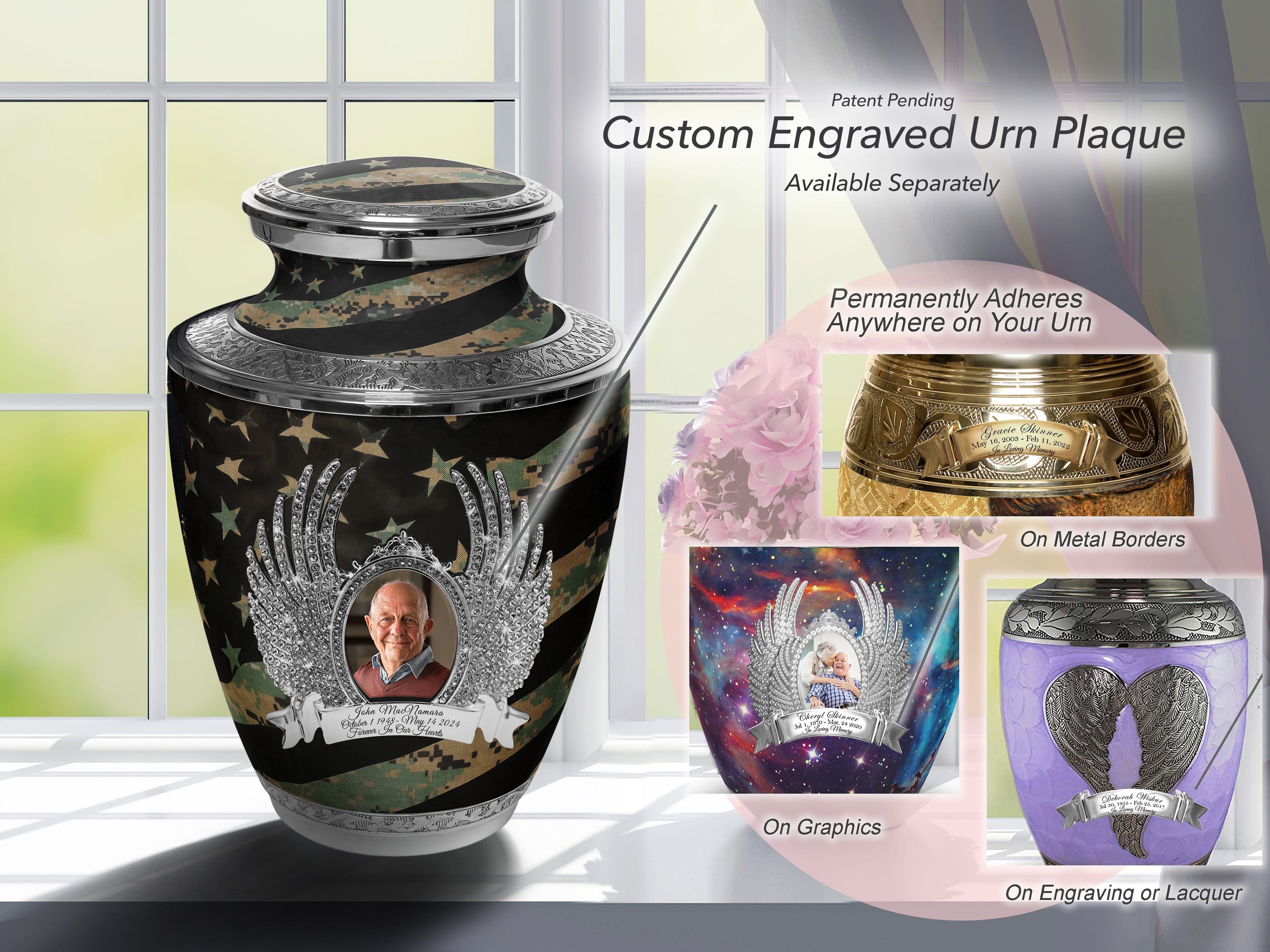 thumbnail image 2 of Fedmax Silver Floral Memorial Urn For Human Ashes – Large, Handcrafted Aluminum (11x7 Inches) 2 of 2