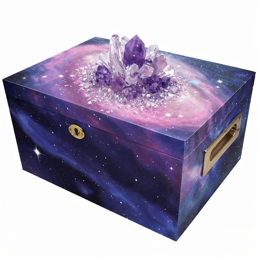 Commemorative Cremation Urns Urn Collection Chest LIMITED EDITION Galaxy Crystal Urn with Genuine Amethyst and Quartz Memorial Collection Chest Cremation Urn