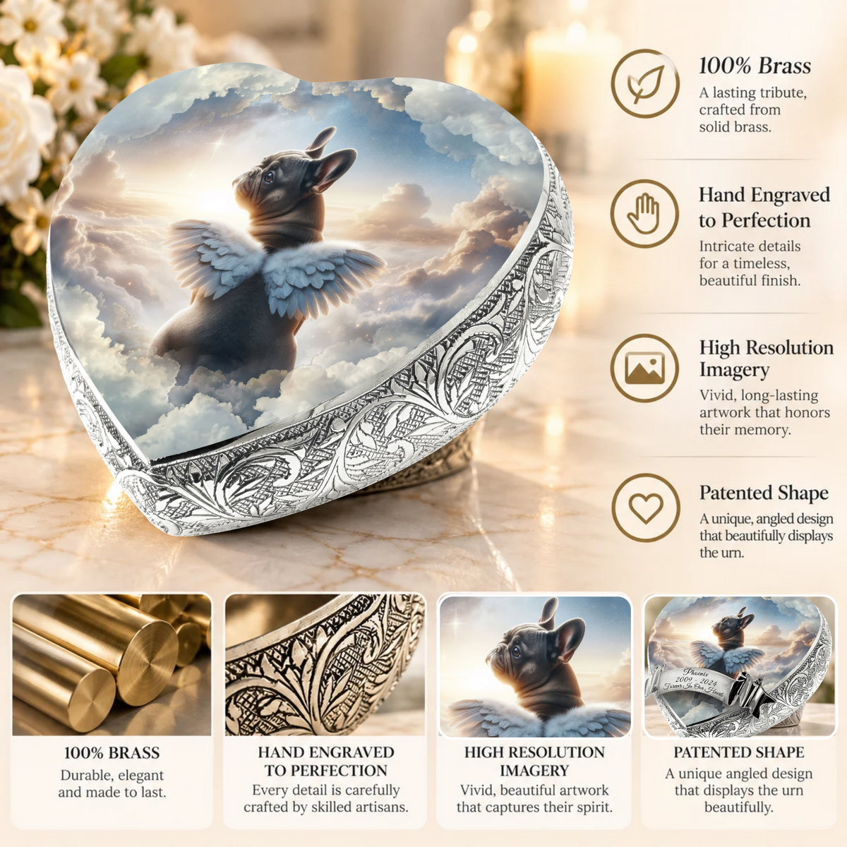 French Bulldog Urn - Dog Urn - Celestine Serenity Urn for Dog Ashes