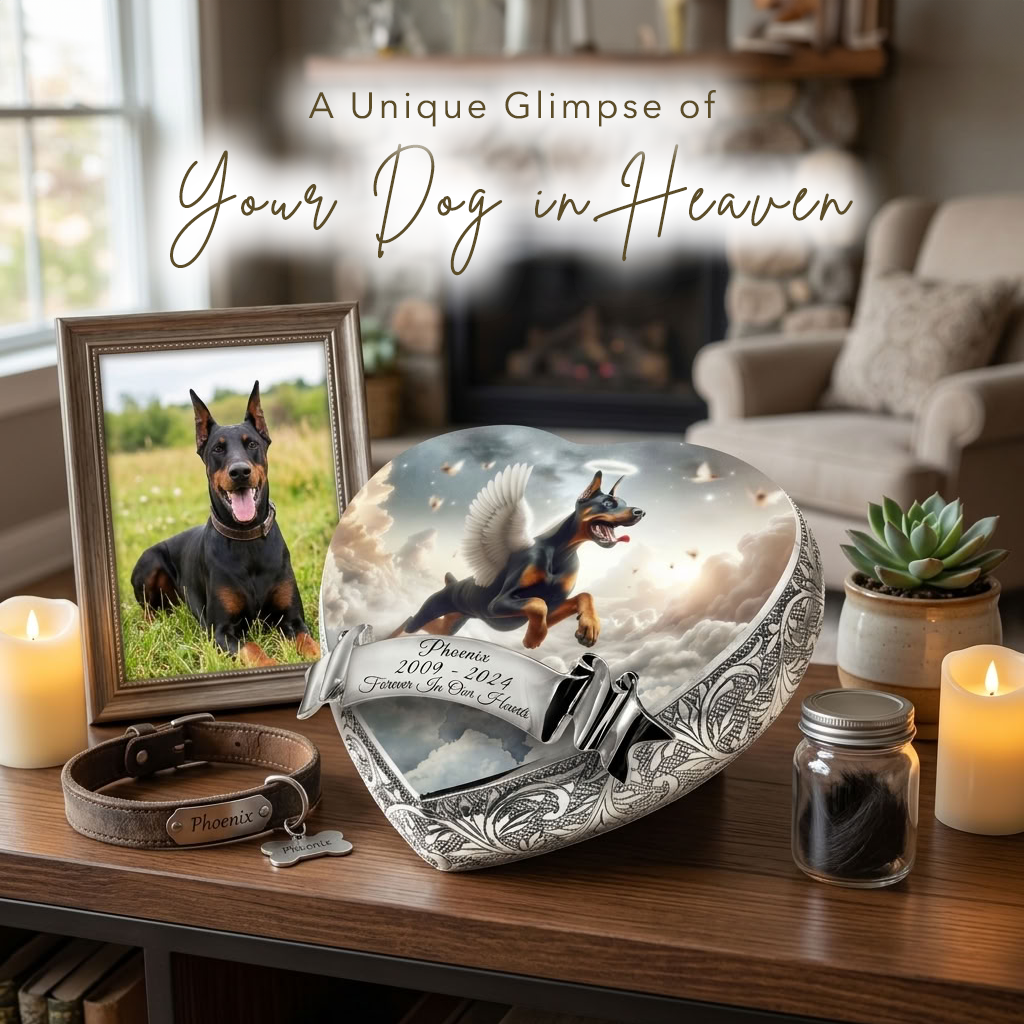 Doberman Pinscher Urn - Dog Urn- Angel's Vision Dog Urn