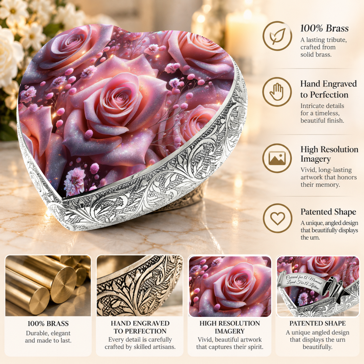 Pink Roses Baby or Child Cremation Urn