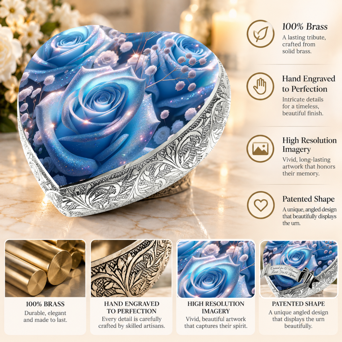 Blue Roses Baby or Child Cremation Urn