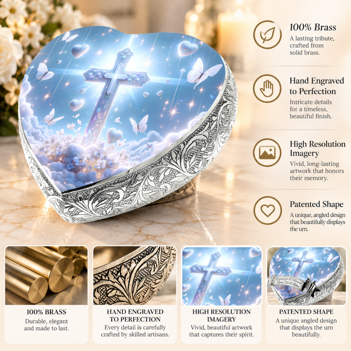 White Cross Baby or Child Cremation Urn