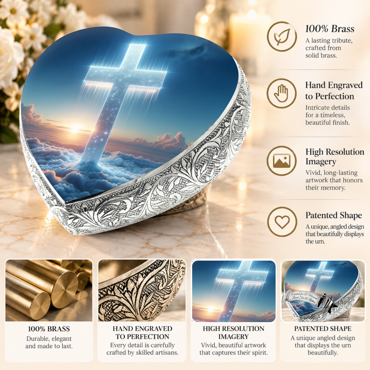 Heavenly Cross Baby or Child Cremation Urn