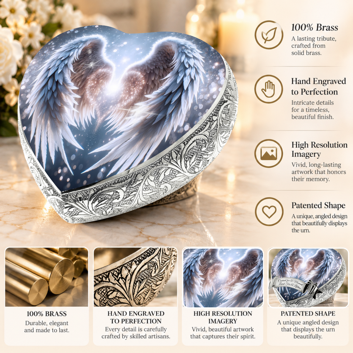 White Angel Embrace Baby or Child Cremation Urn