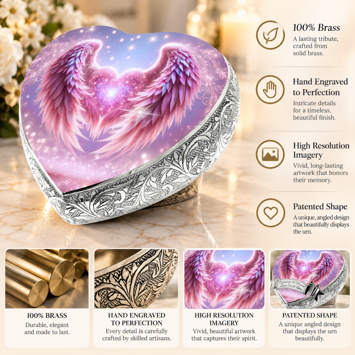 Pink Angel Embrace Baby or Child Cremation Urn
