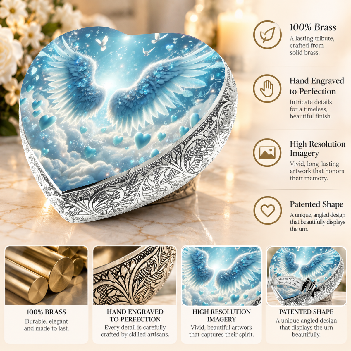 Blue Free Angel Baby or Child Cremation Urn