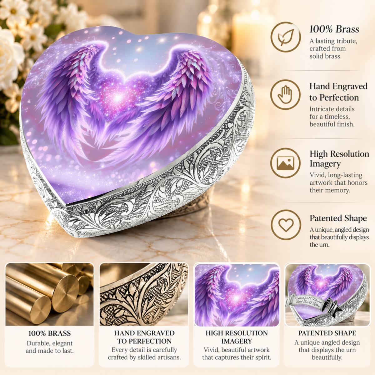 Purple Angel Embrace Baby or Child Cremation Urn