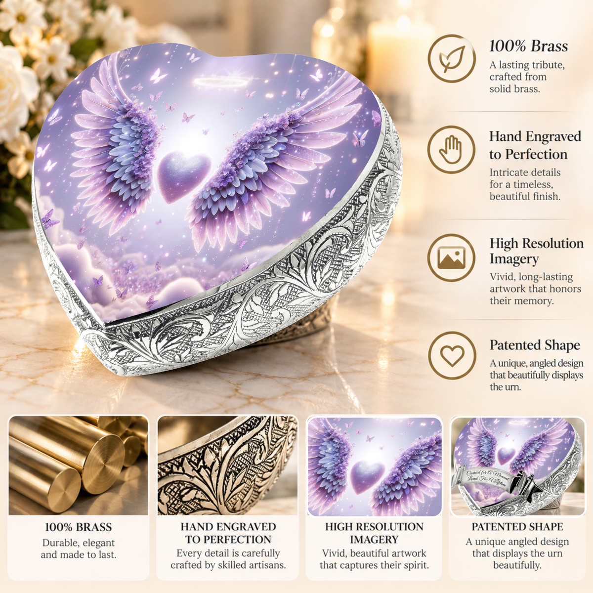 Purple Free Angel Baby or Child Cremation Urn