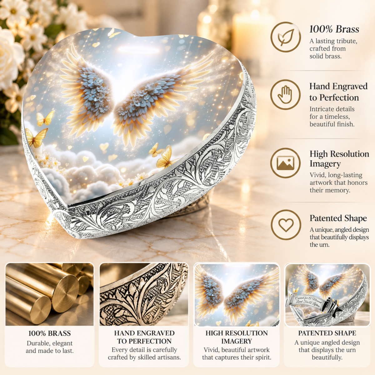 Yellow Free Angel Baby or Child Cremation Urn