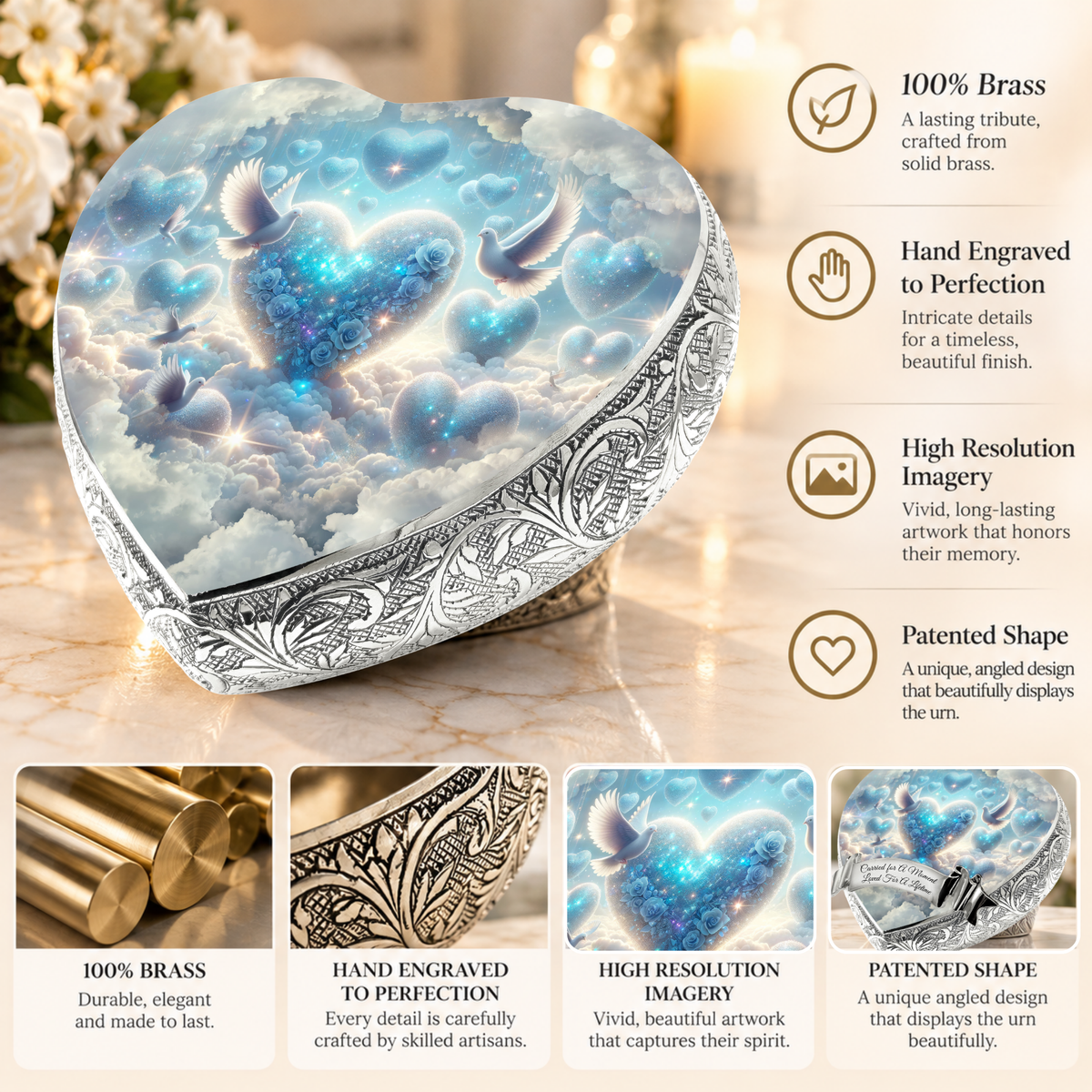 Blue Holy Doves Baby or Child Cremation Urn