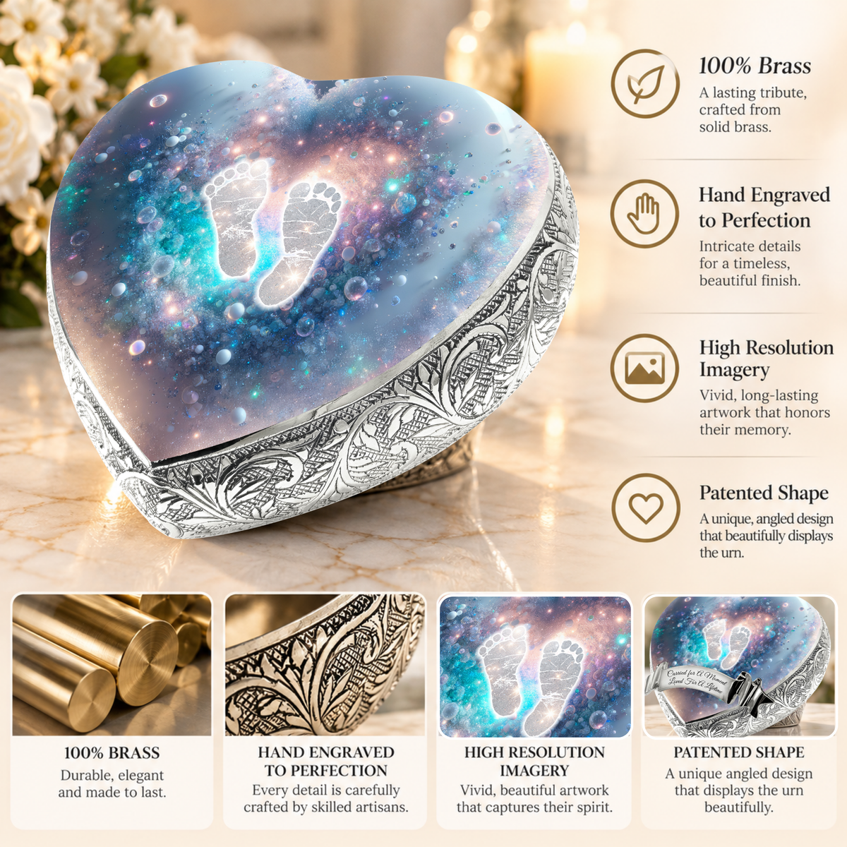Opal Footprints Baby or Child Cremation Urn