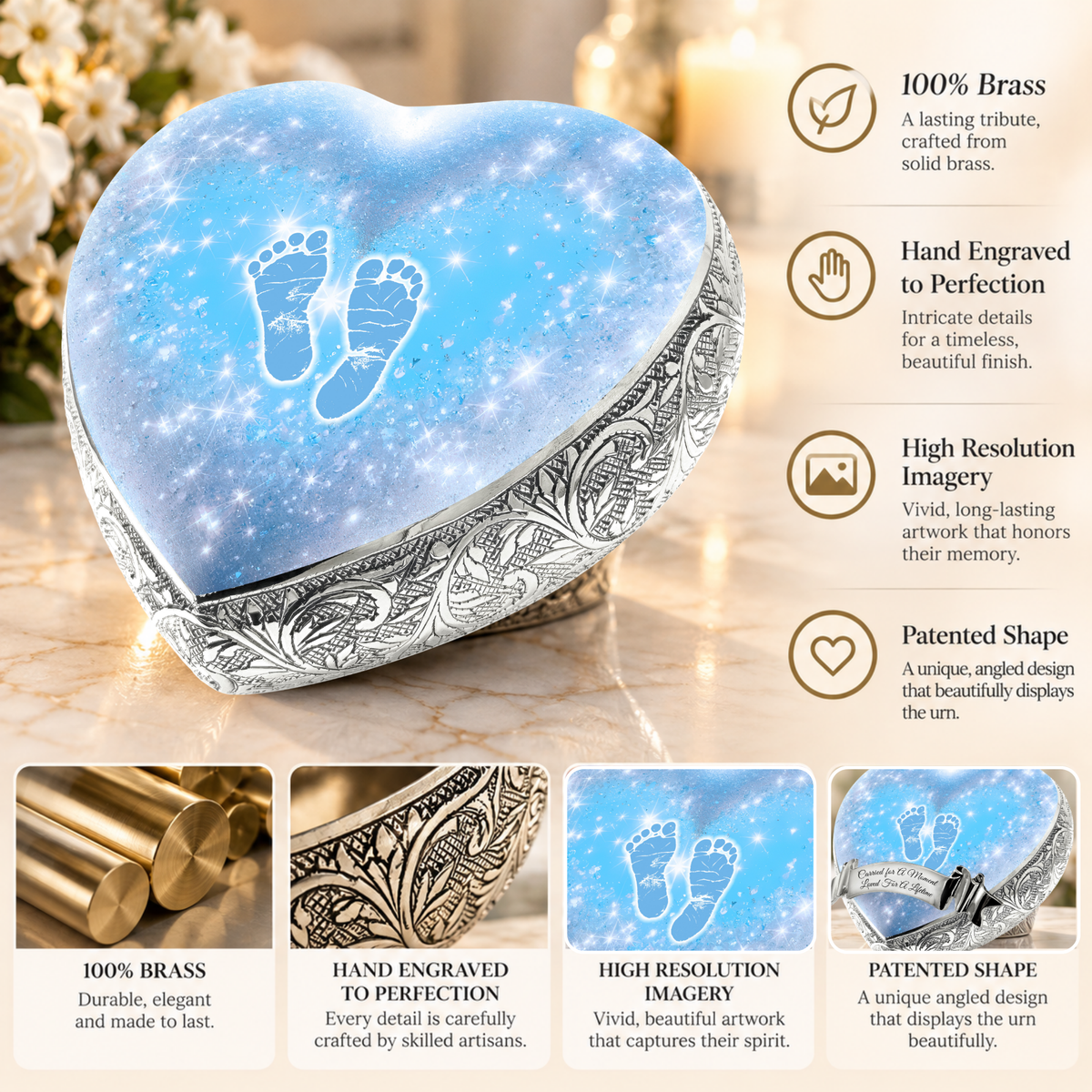 Blue Footprints Baby or Child Cremation Urn