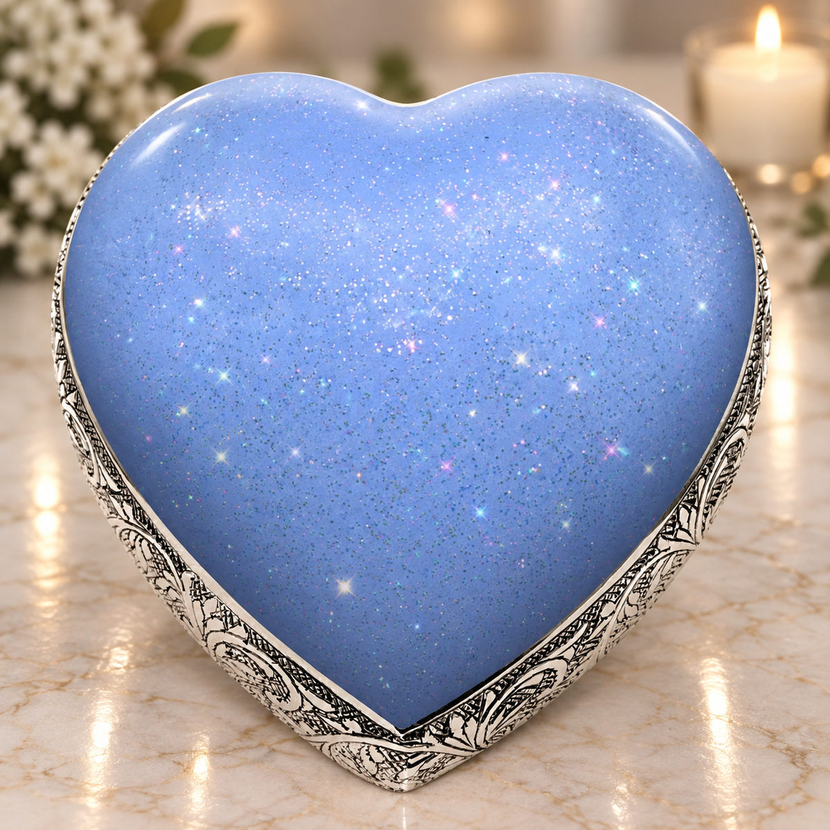 Sparkling Blue Baby or Child Cremation Urn - Urns For Babies