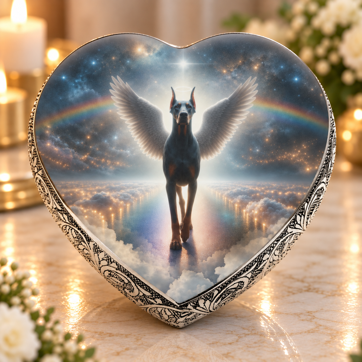 Doberman Pinscher Urn - Dog Urn - Rainbow Bridge Dog Urn