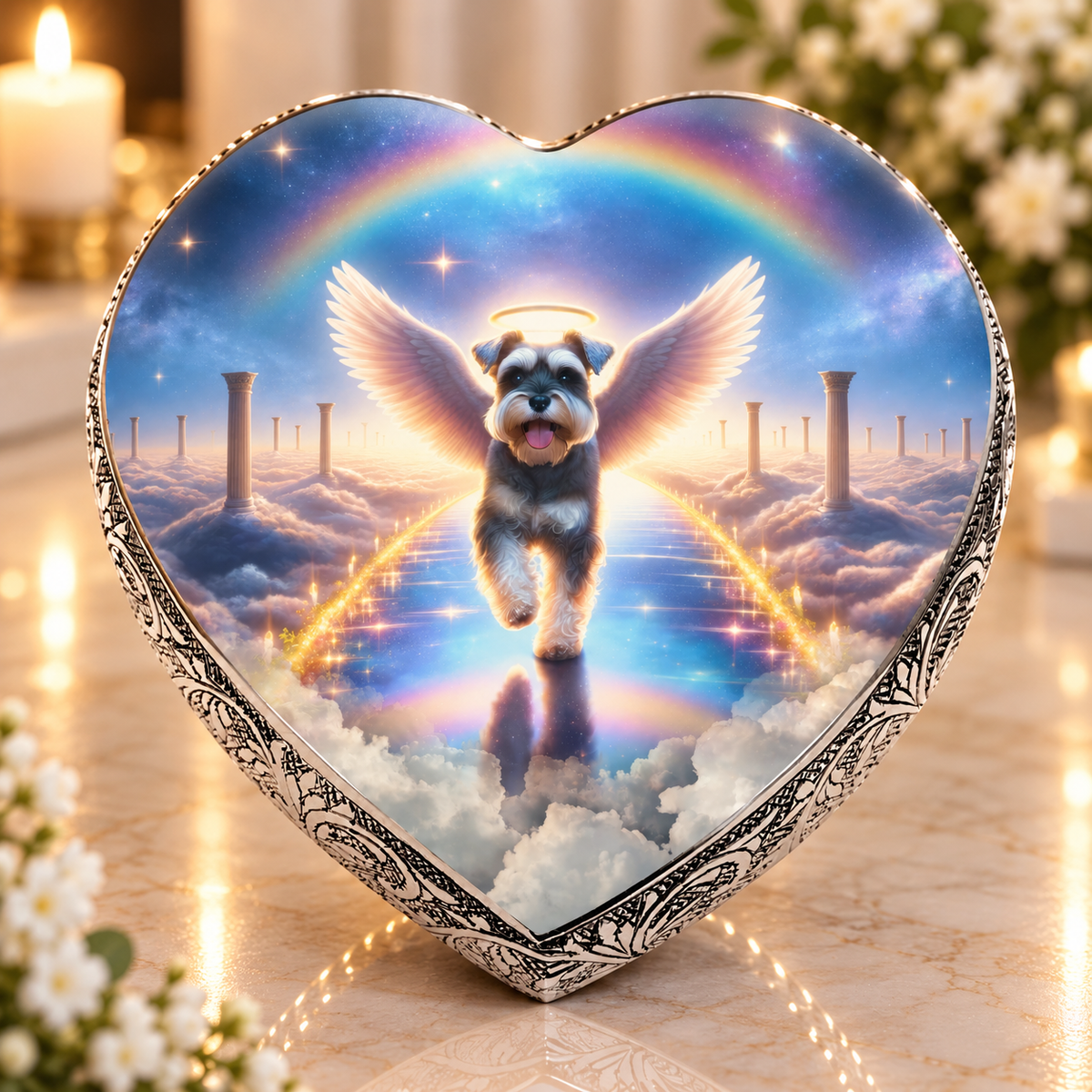 Miniature Schnauzer Urn - Dog Urn- Rainbow Bridge Dog Urn