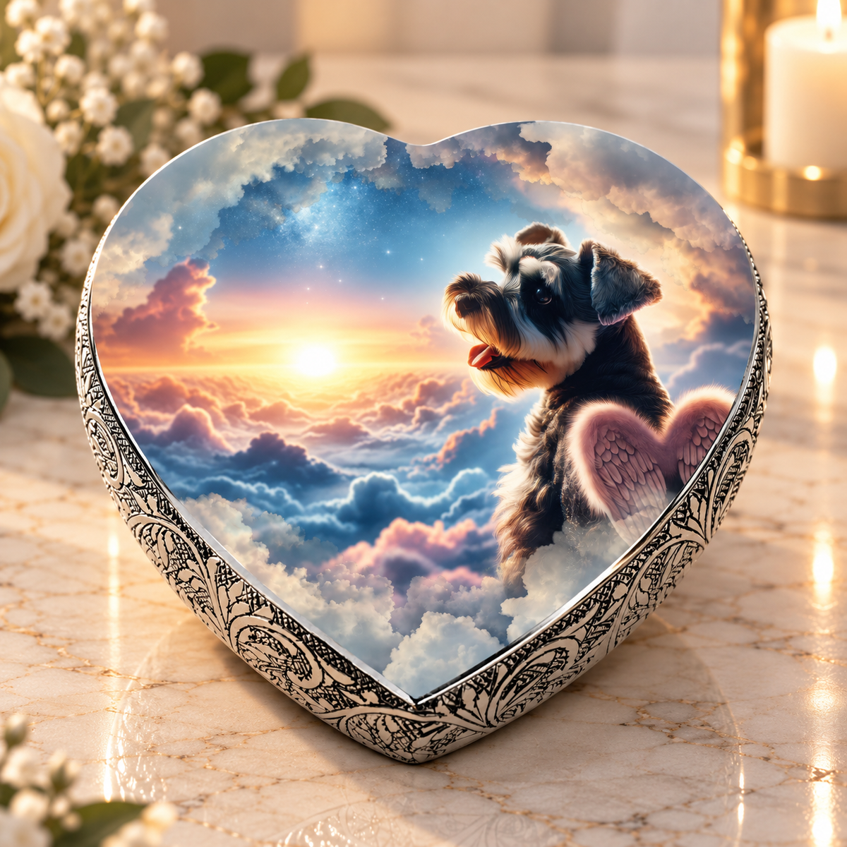 Miniature Schnauzer Urn - Dog Urn- Galactic Gaze Dog Urn