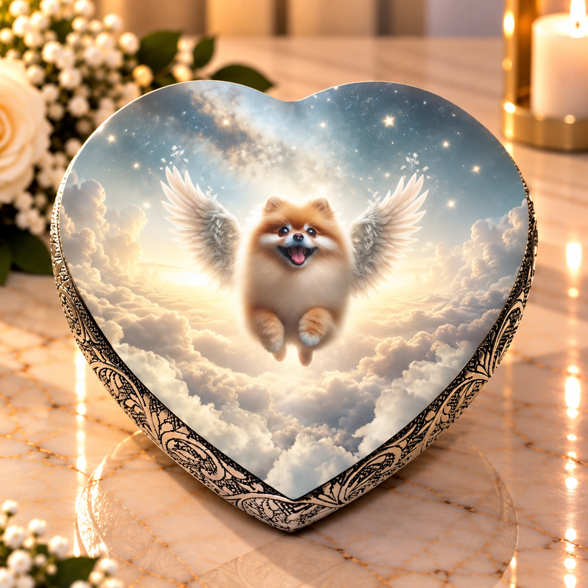 Pomeranian Urn - Dog Urn Galaxy Glitter Urn for Dog Ashes