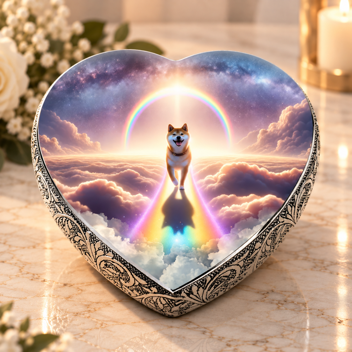 Shiba Inu Urn - Dog Urn Rainbow Crossing Urn for Dog Ashes