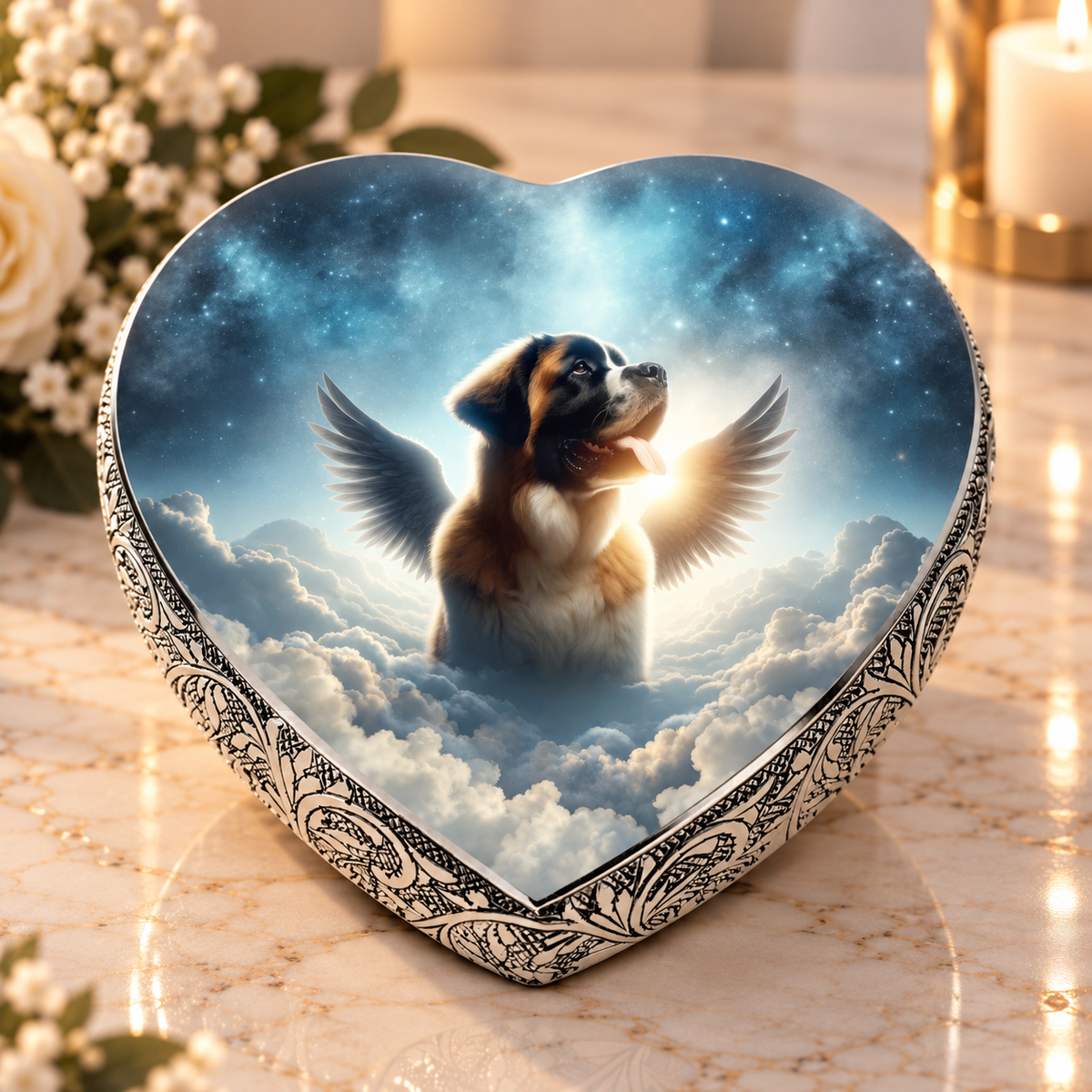 St Bernard Urn - Dog Urn Twilight Haze Urn for Dog Ashes