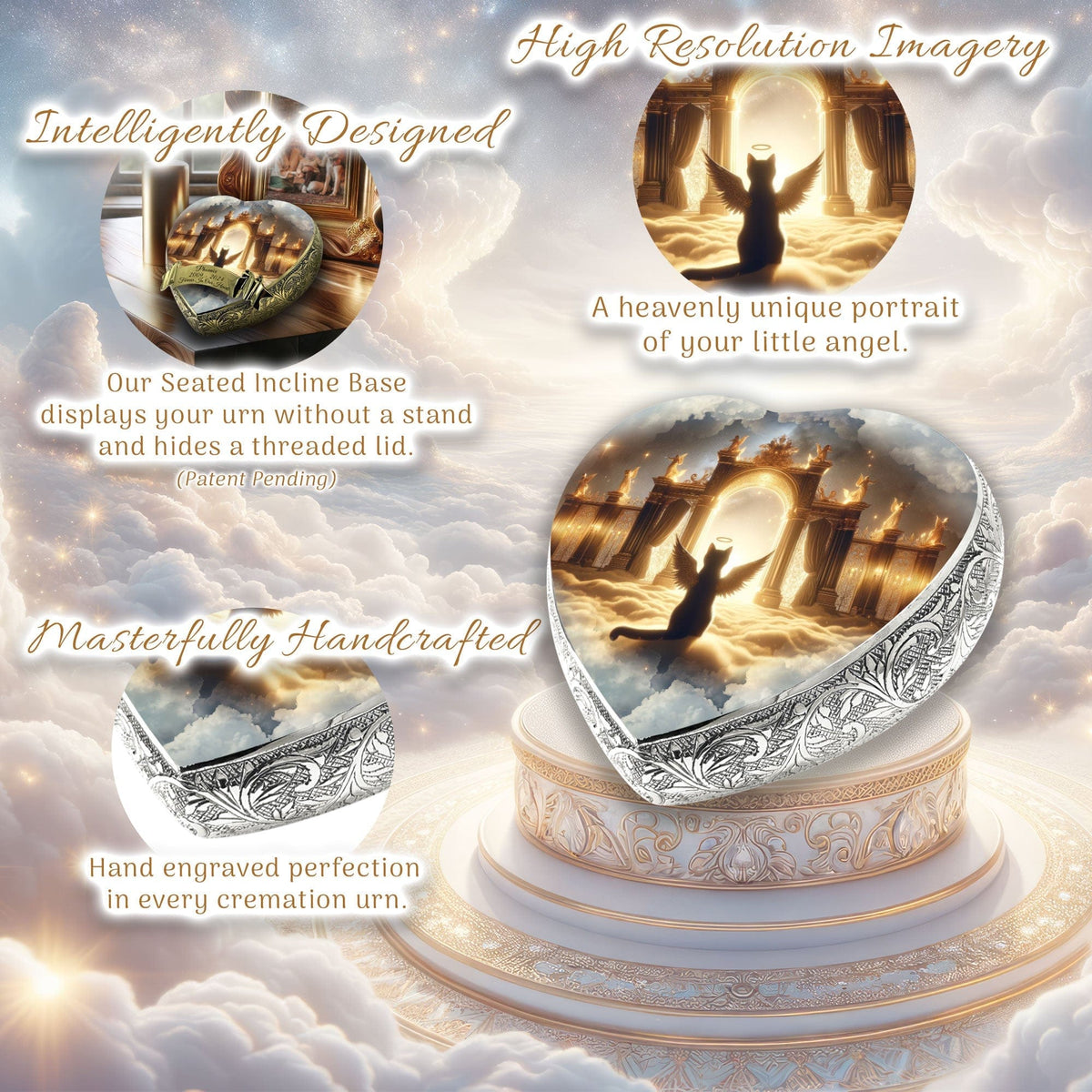 Eternal Elegance Cat Urns XXS Angel Aura Night Cat Urn