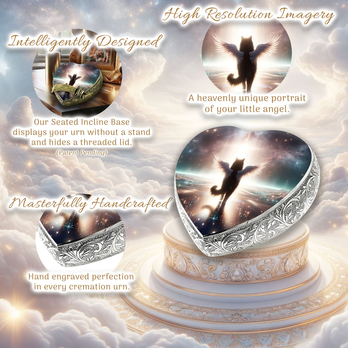 Eternal Elegance Cat Urns XXS Angelic Atmosphere Cat Urn