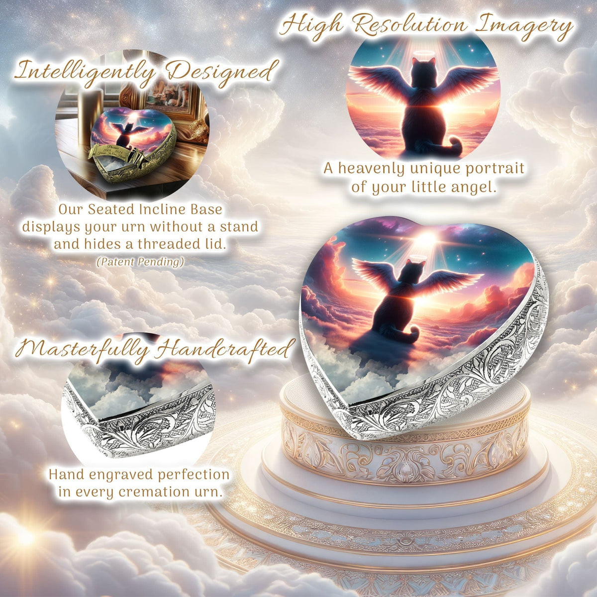 Eternal Elegance Cat Urns XXS Angelic Echo Cat Urn