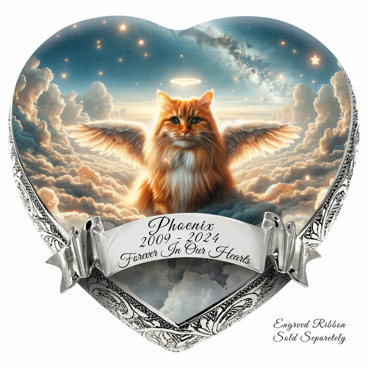 Eternal Elegance Cat Urns XXS Celestial Canvas Orange Cat Urn