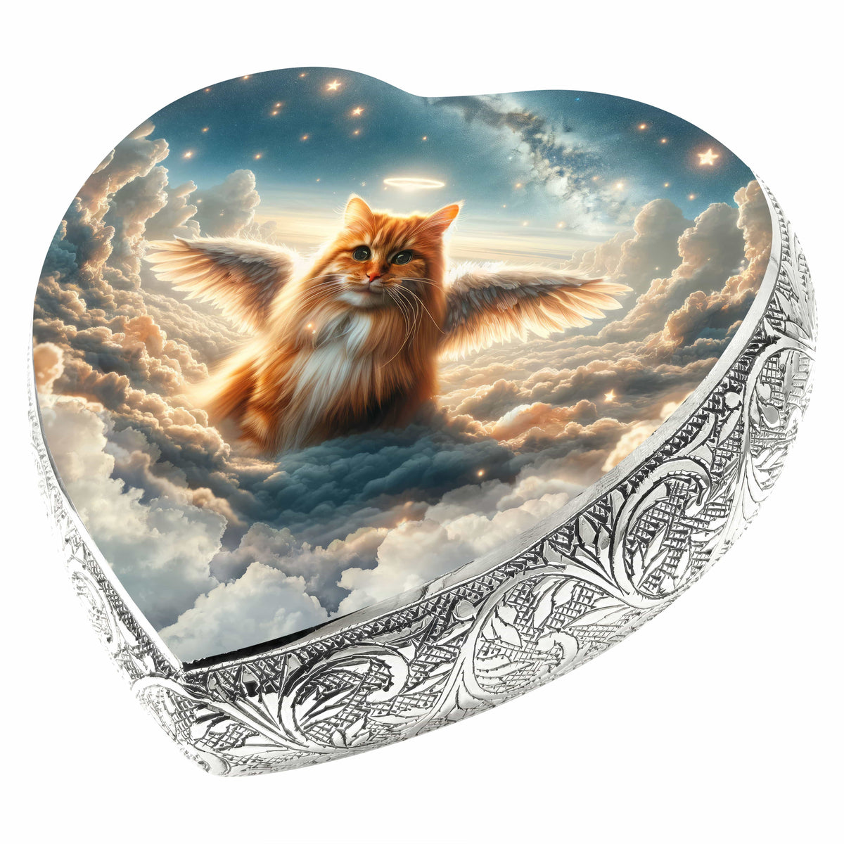 Eternal Elegance Cat Urns XXS Celestial Canvas Orange Cat Urn