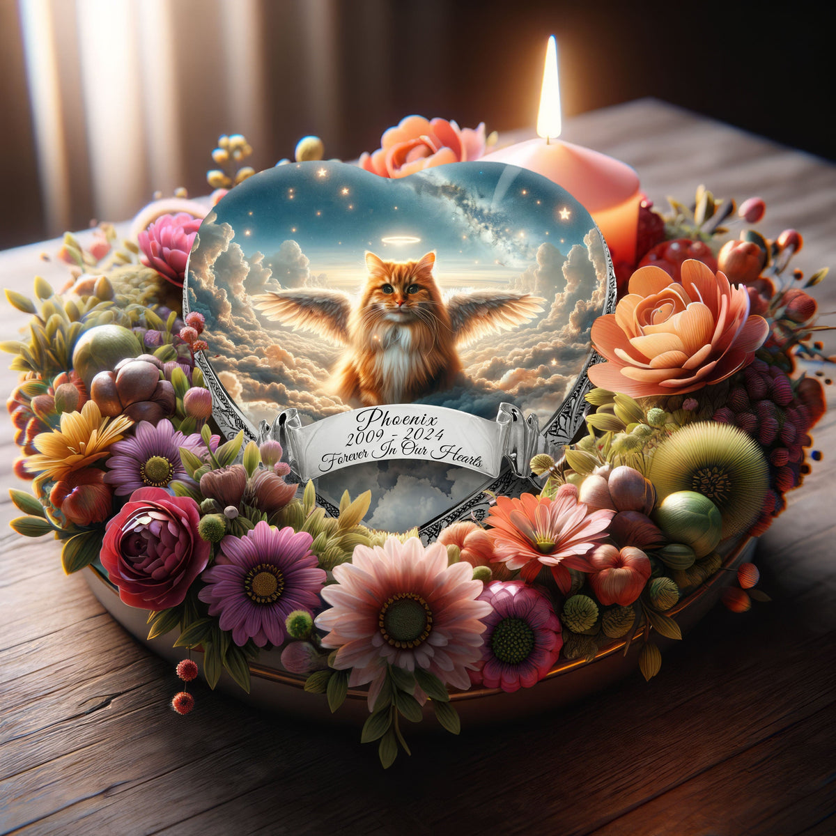 Eternal Elegance Cat Urns XXS Celestial Canvas Orange Cat Urn