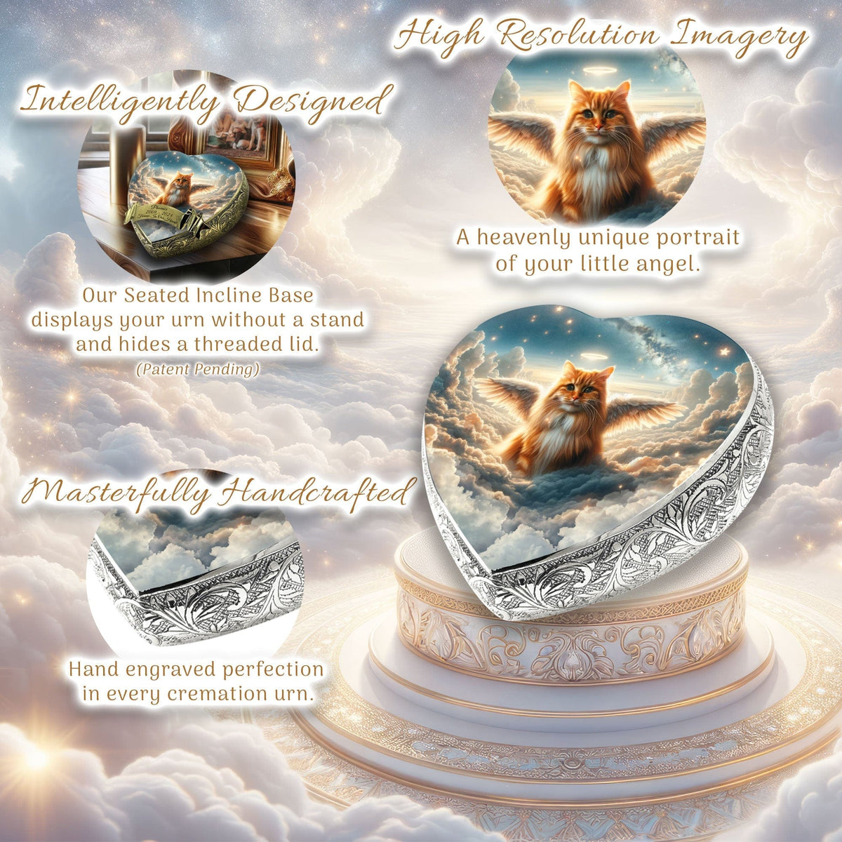 Eternal Elegance Cat Urns XXS Celestial Canvas Orange Cat Urn