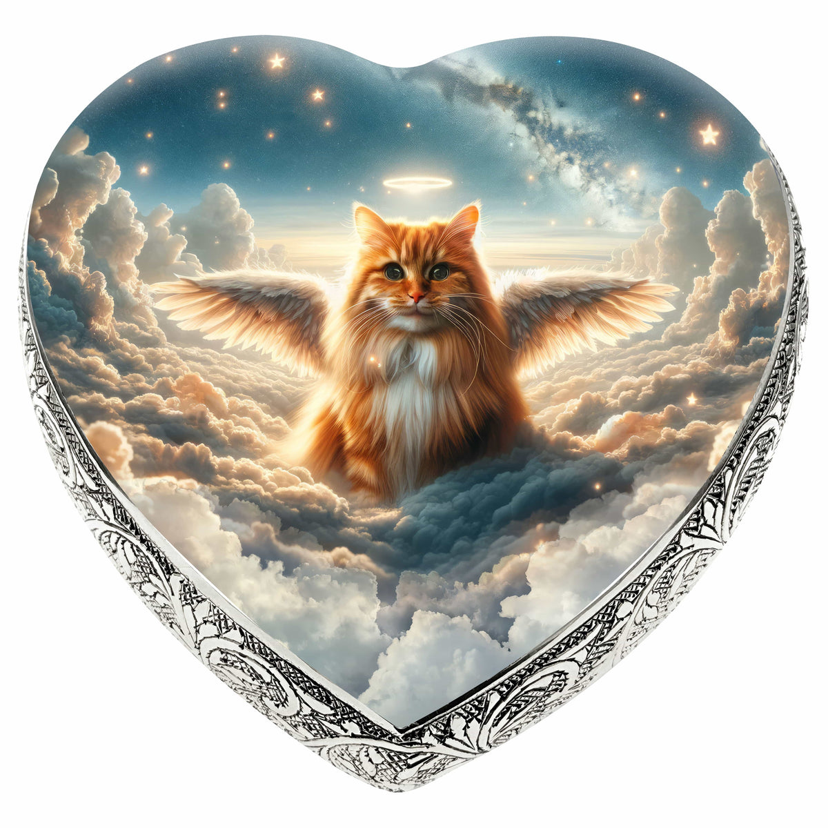 Eternal Elegance Cat Urns XXS Celestial Canvas Orange Cat Urn