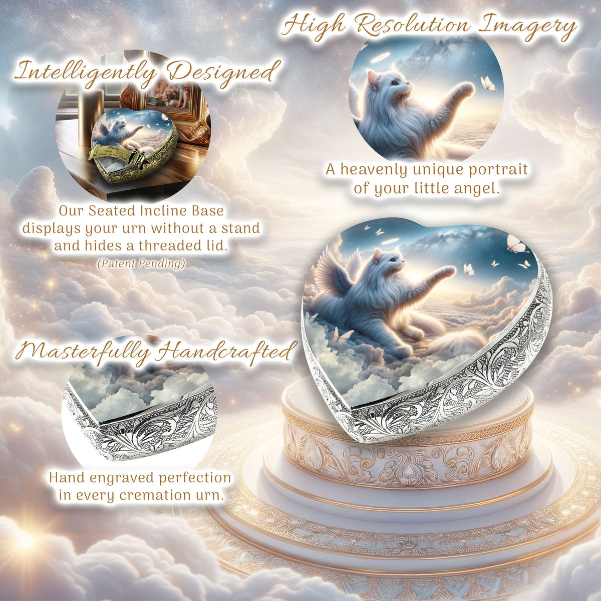 Eternal Elegance Cat Urns XXS Celestial Cloud Cat Urn