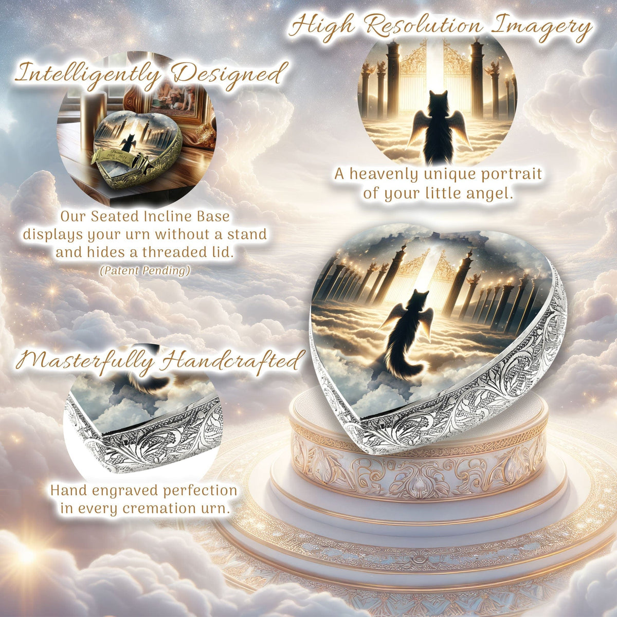 Eternal Elegance Cat Urns XXS Golden Gates Cat Urn