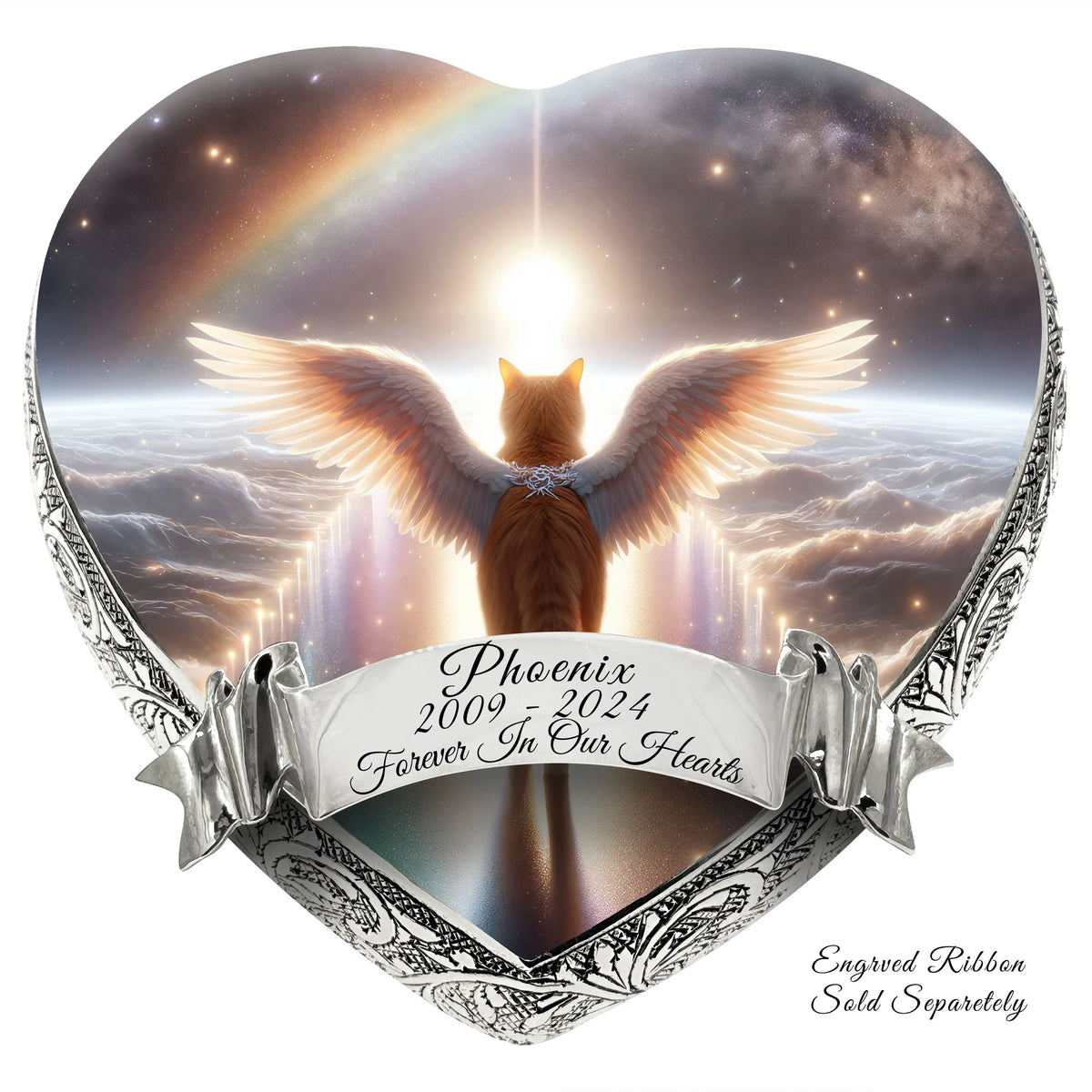 Eternal Elegance Cat Urns XXS Rainbow Bridge Orange Cat Urn