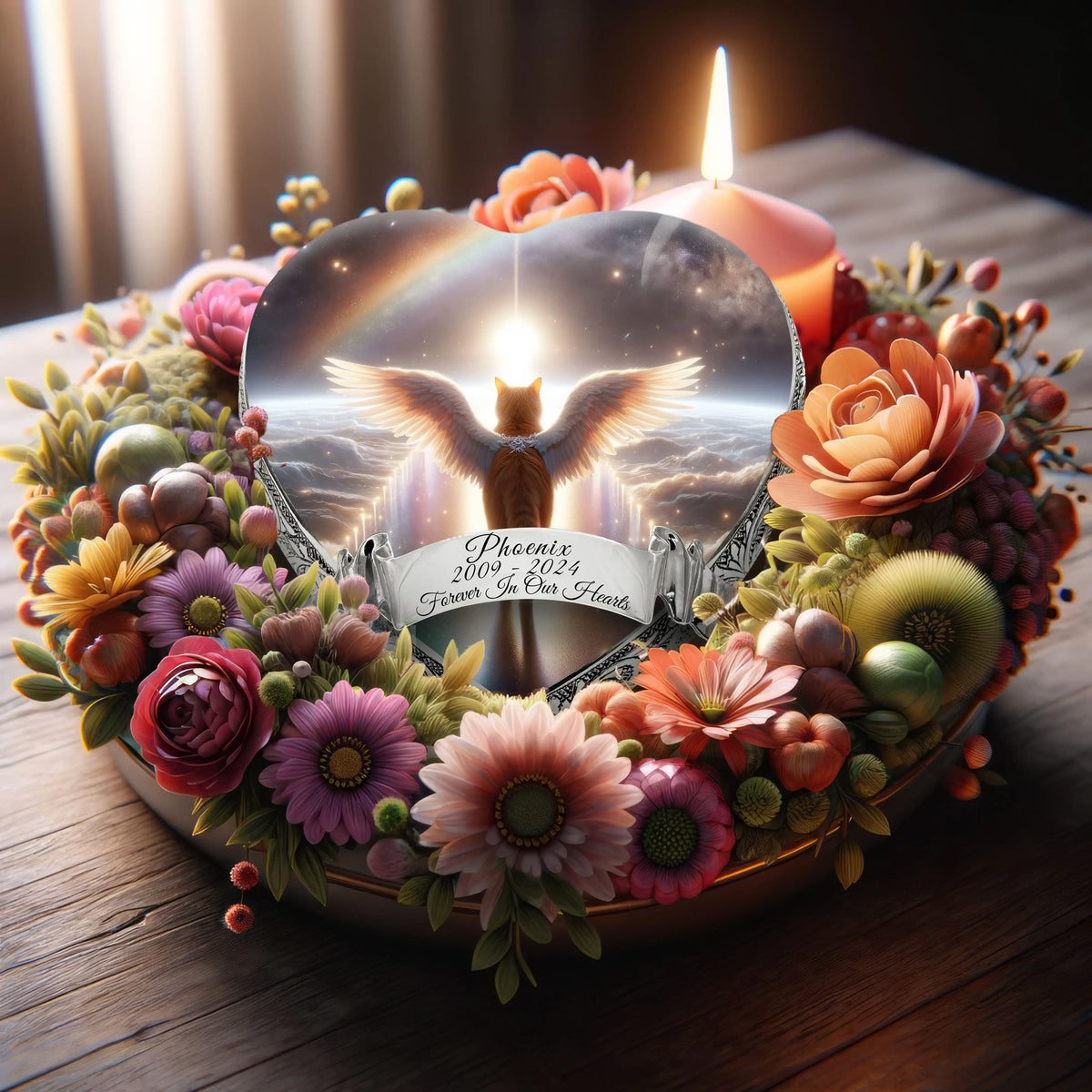 Eternal Elegance Cat Urns XXS Rainbow Bridge Orange Cat Urn