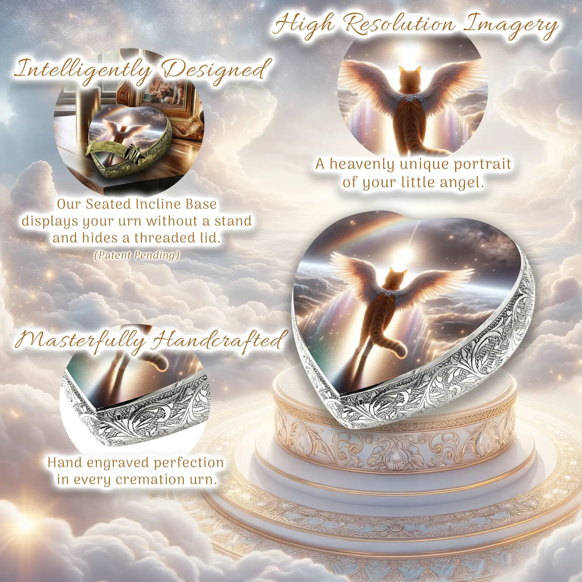 Eternal Elegance Cat Urns XXS Rainbow Bridge Orange Cat Urn