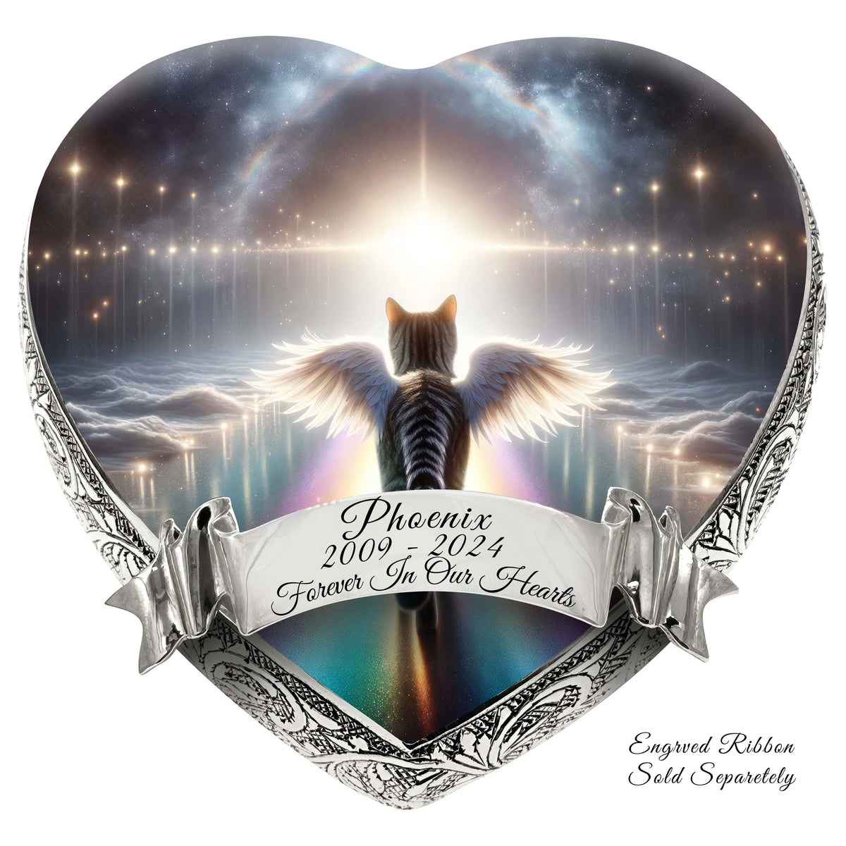 Eternal Elegance Cat Urns XXS Rainbow Crossing Striped Cat Urn